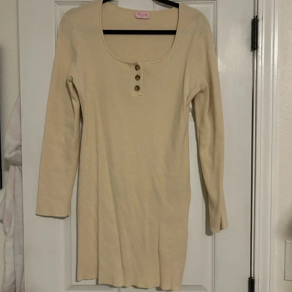 Pink Lily Cream Ribbed Top - Picture 2 of 10